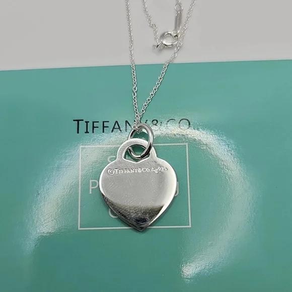 Tiffany & Co. Return to Tiffany Blue Splash Heart Tag Charm Necklace Authentic! - Picture 5 of 11